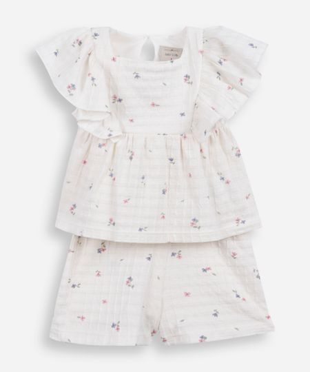 conjunto curto infantil de algodão texturizado floral off white 5 conjunto curto infantil de algodão texturizado floral off white 5