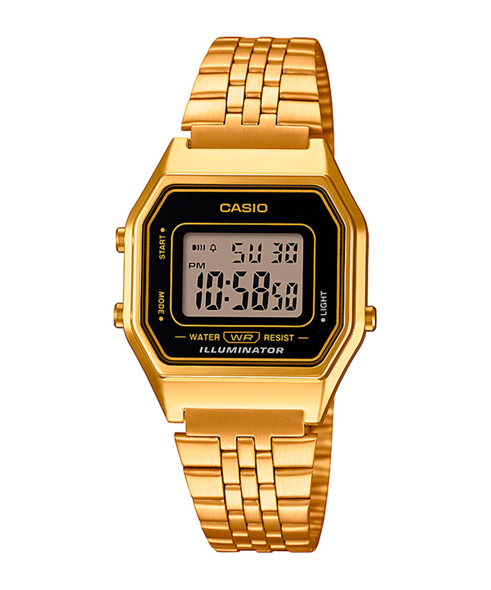 relógio feminino casio digital la680wga1df dourado