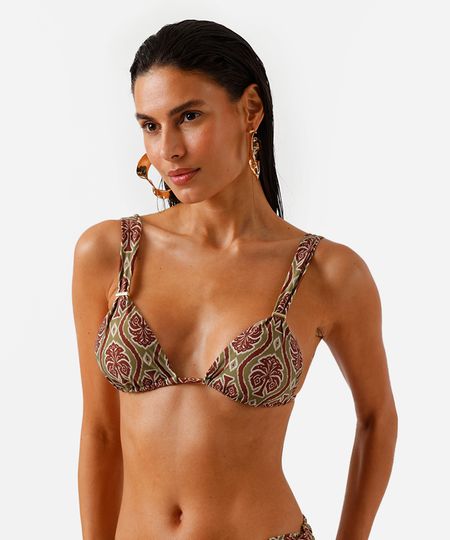 biquíni top cortininha estampado verde P biquíni top cortininha estampado verde P