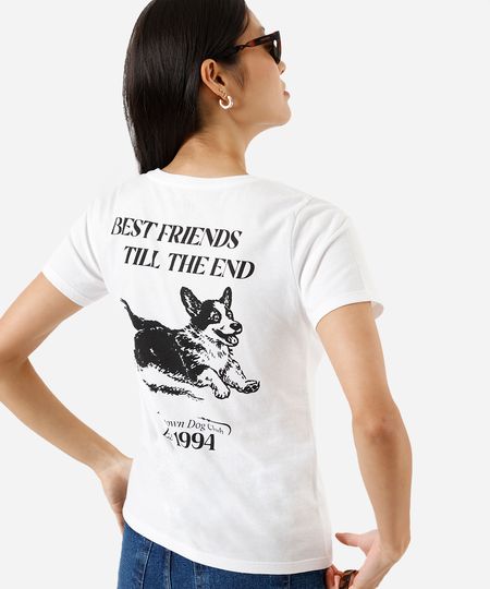 camiseta feminina de algodão estampada off white P