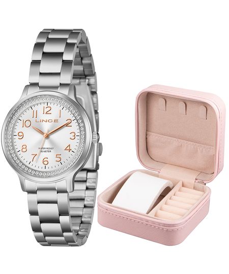 kit relógio feminino lince analógico lrmh261l36 s2sx pj prateado UNICO
