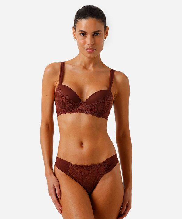 calcinha biquíni com renda marrom GG