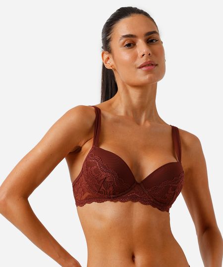 sutiã meia taça com renda marrom 46 sutiã meia taça com renda marrom 46