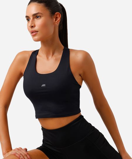 top nadador feminino esportivo ace com bolsos e refletivo preto G