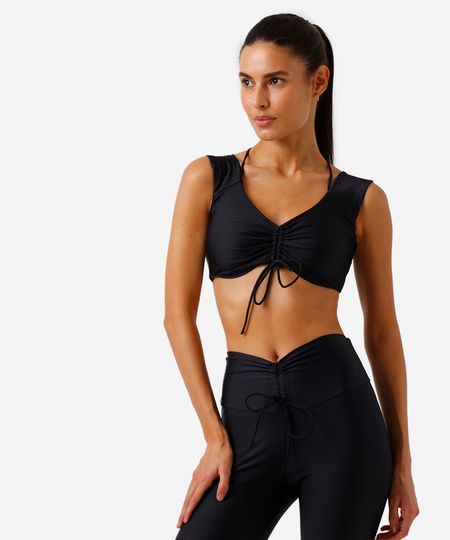 top feminino esportivo ace franzido preto M