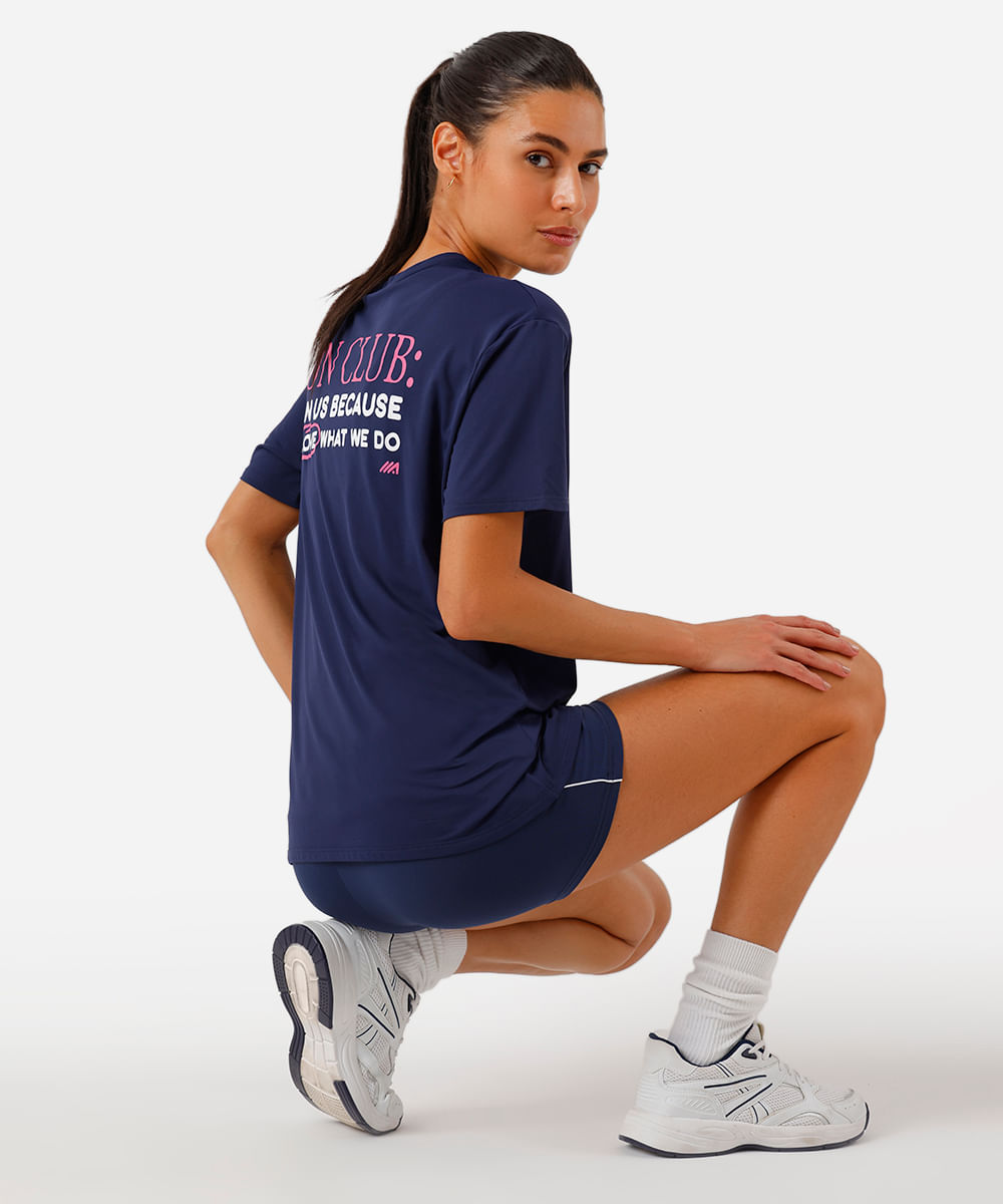 camiseta feminina de poliamida esportiva ace estampa oversized azul