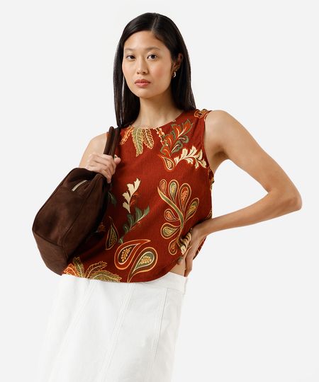 regata feminina folhagens texturizada vinho PP regata feminina folhagens texturizada vinho PP