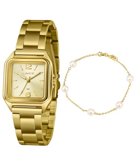 kit relógio feminino lince analógico lqgm060l30 k0hsc2kx dourado UNICO