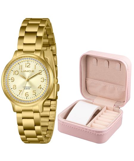 kit relógio feminino lince analógico lrgh261l36 c2kx pj dourado UNICO kit relógio feminino lince analógico lrgh261l36 c2kx pj dourado UNICO