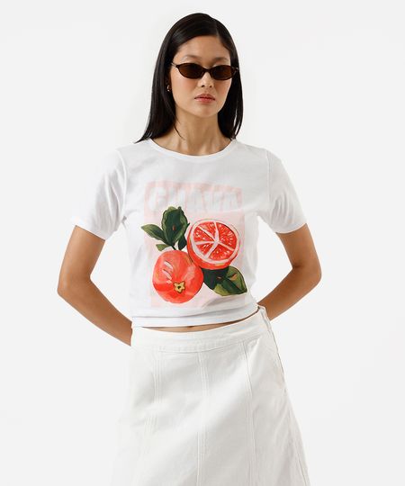 camiseta feminina de algodão goiaba off white PP