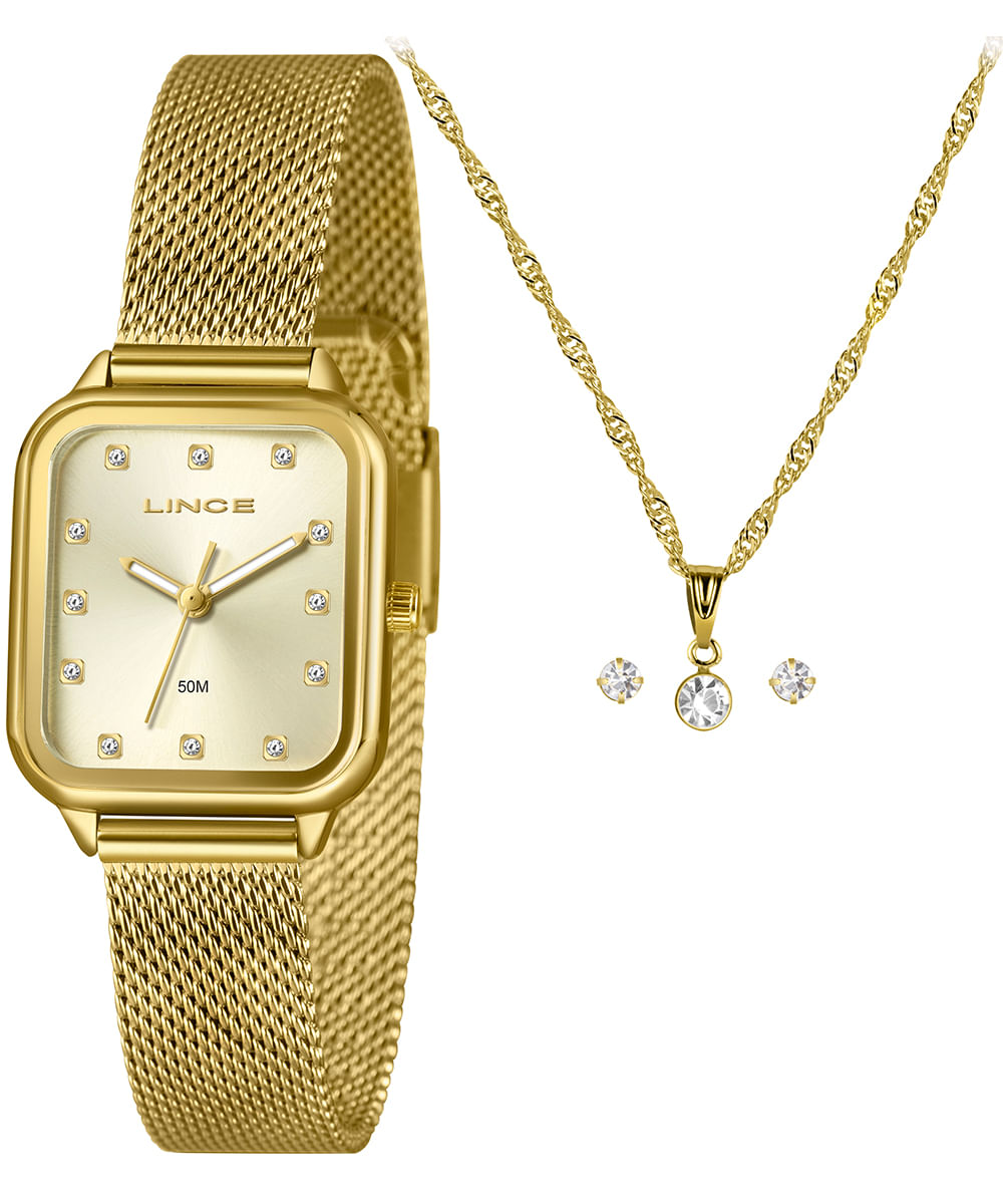 kit relógio feminino lince analógico lqgh253l26 kacvc1kx dourado kit relógio feminino lince analógico lqgh253l26 kacvc1kx dourado