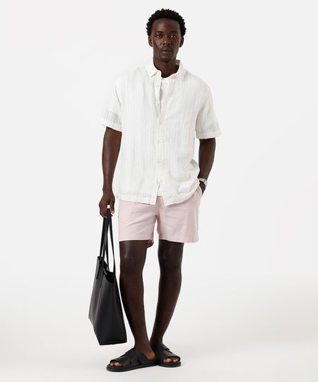 camisa masculina algodão manga curta - branco P camisa masculina algodão manga curta - branco P