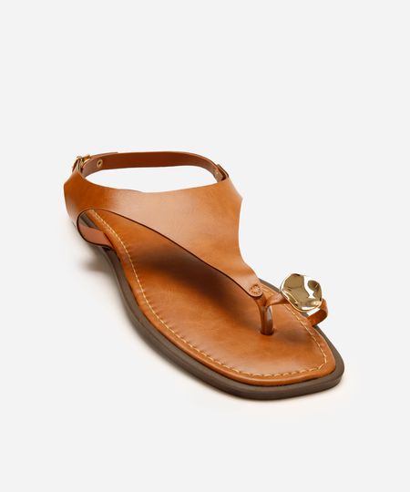 rasteirinha com aviamento texturizado oneself marrom 36 rasteirinha com aviamento texturizado oneself marrom 36