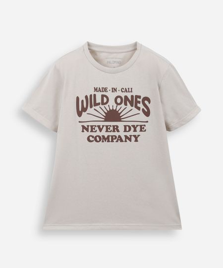 camiseta infantil de algodão estampada bege 6