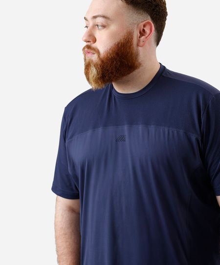 camiseta masculina esportiva ace com recortes plus size azul GG2