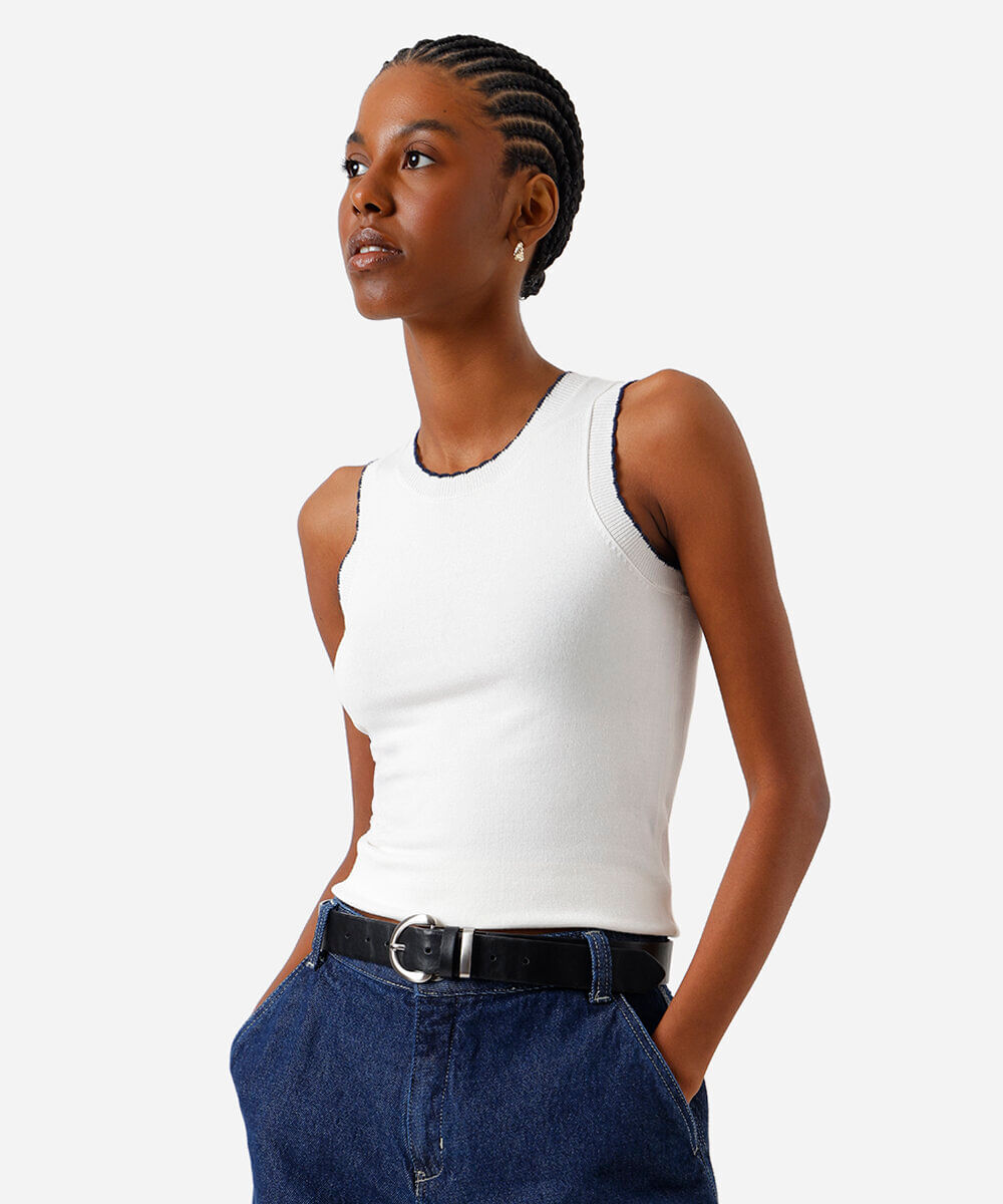 regata feminina de tricot off white