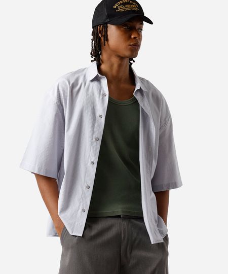 camisa box masculina com algodão manga curta xadrez azul M