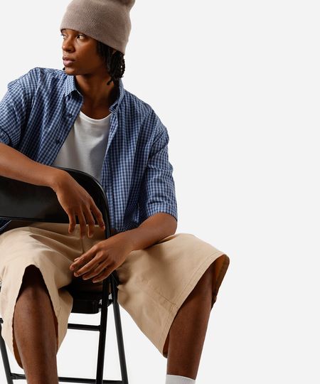 camisa box masculina com algodão manga curta xadrez azul G