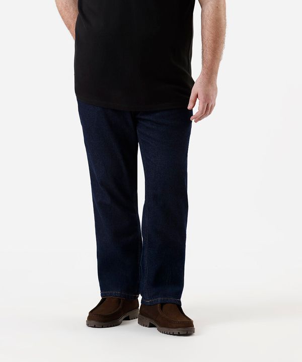 calça reta masculina jeans plus size azul 52