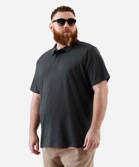 polo básica masculina com algodão plus size cinza GG4