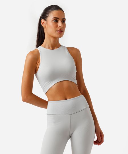 top nadador feminino esportivo ace canelado cinza G top nadador feminino esportivo ace canelado cinza G