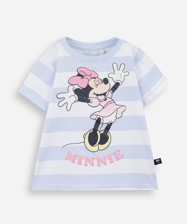 camiseta infantil de algodão minnie listrada azul 3