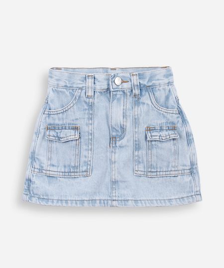 short saia infantil jeans com bolsos cargo azul 6 short saia infantil jeans com bolsos cargo azul 6