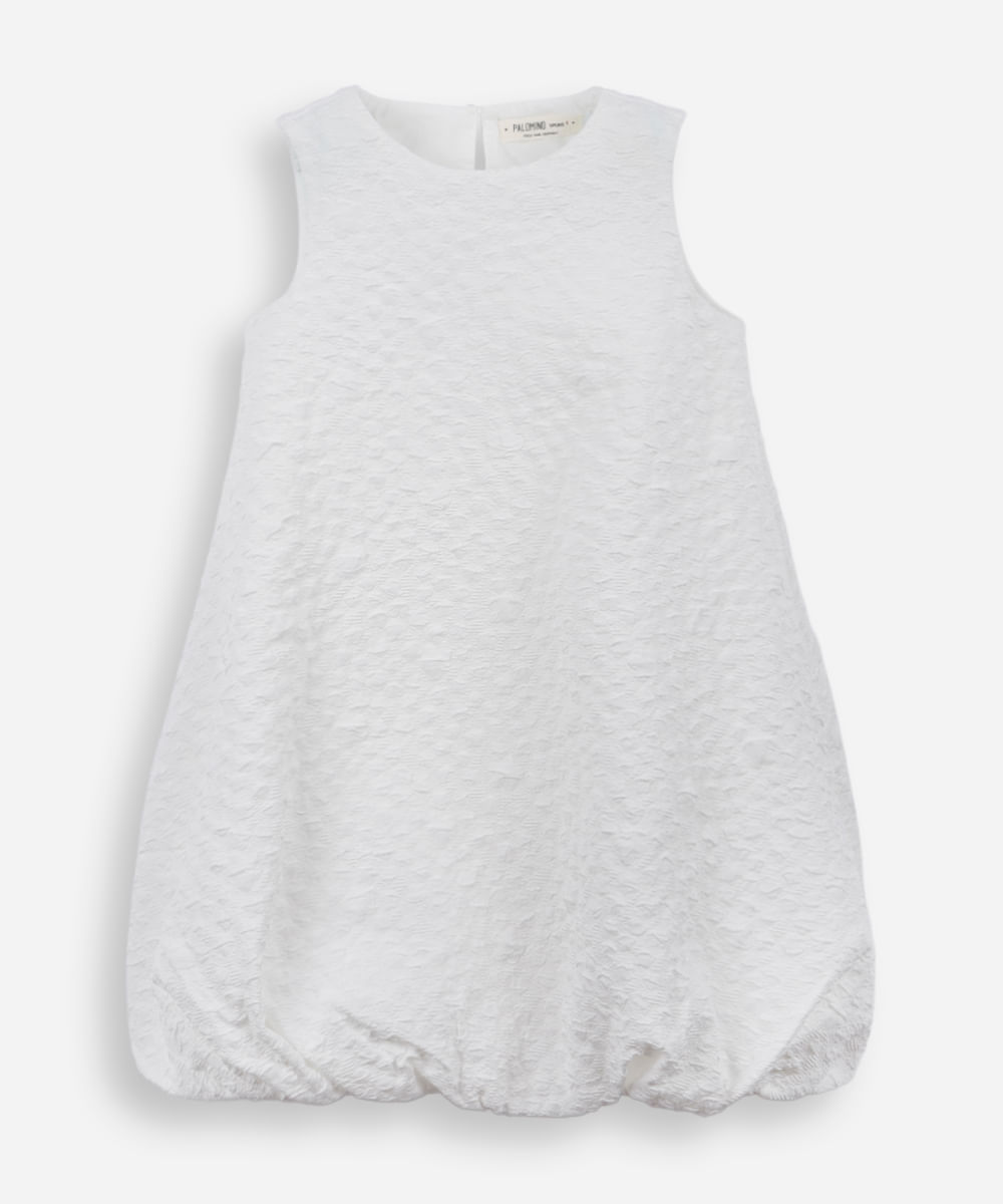 vestido balonê infantil texturizado off white
