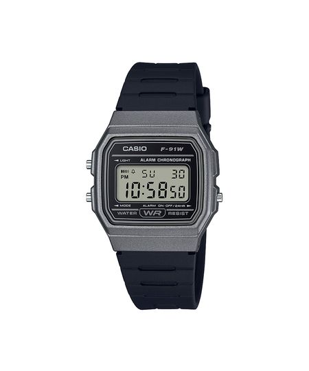 relógio masculino casio digital f 91wm 1bdf prateado Único