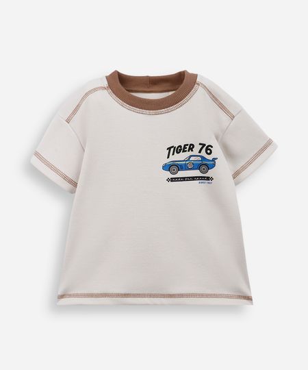 camiseta infantil com algodão estampada bege 4 camiseta infantil com algodão estampada bege 4