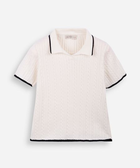 polo trico texturizada off white 10