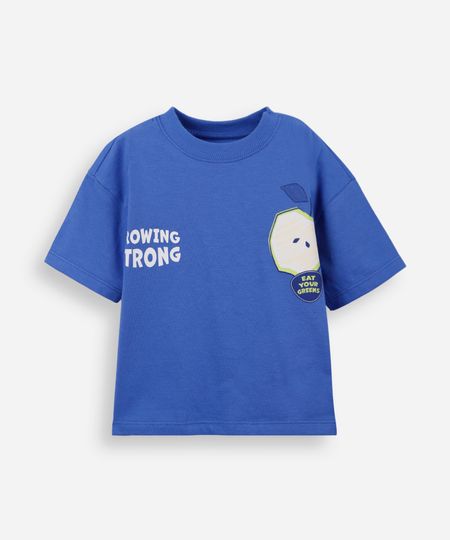 camiseta infantil manga curta algodão azul 2