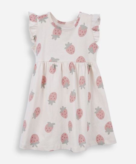 vestido infantil de algodão morangos colorido 5