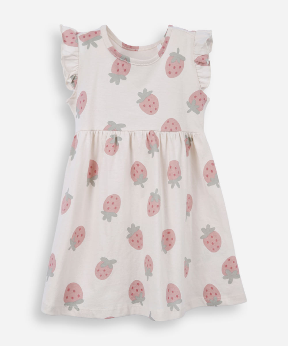 vestido infantil de algodão morangos colorido
