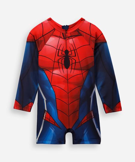 macacão infantil homem aranha manga longa proteção uv vermelho 6