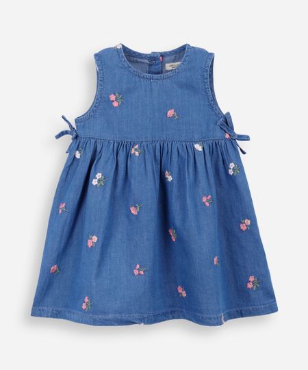 vestido infantil jeans floral azul 3 vestido infantil jeans floral azul 3