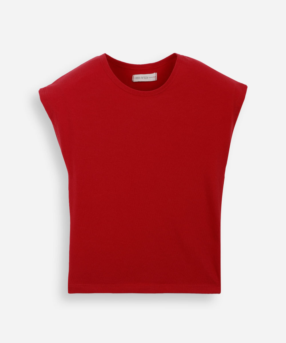 camiseta juvenil manga curta vermelha