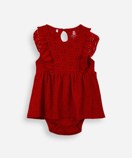 vestido infantil body laise vermelho 3-6 vestido infantil body laise vermelho 3-6