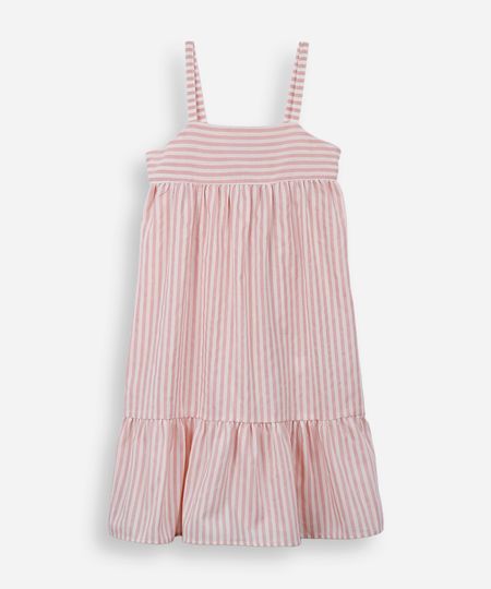 vestido infantil evase listras rosa 6