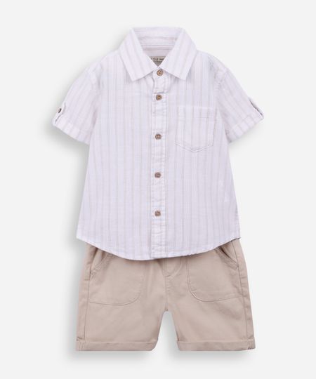 conjunto infantil curto listrado branco 1 conjunto infantil curto listrado branco 1