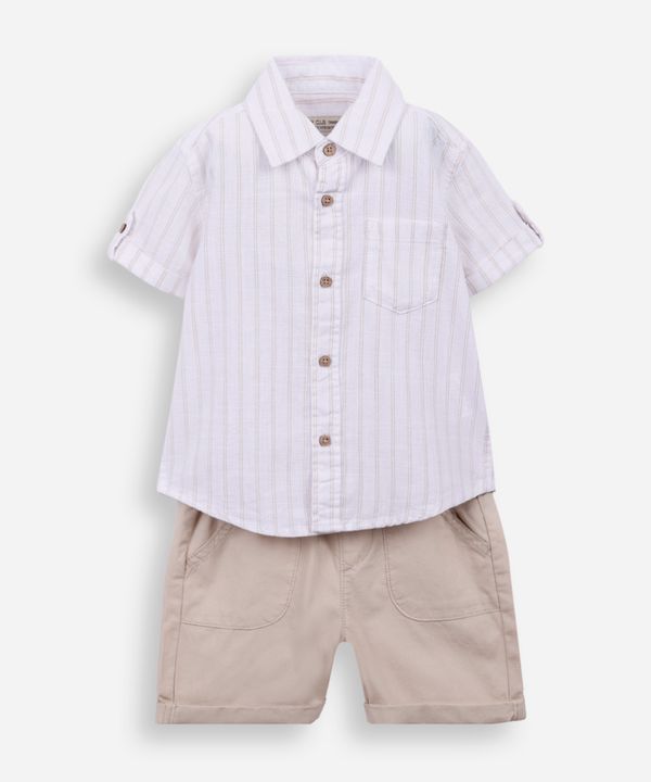 conjunto infantil curto listrado branco 1