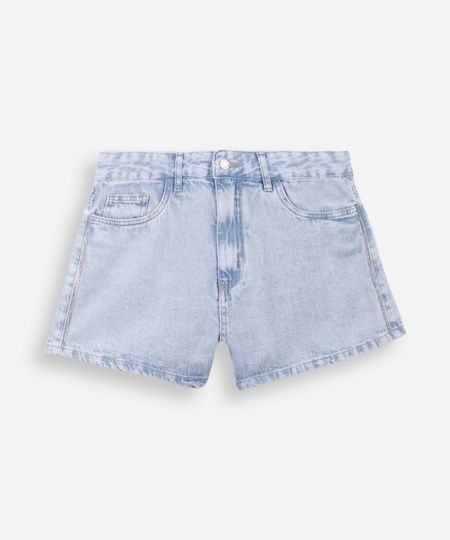short mom juvenil jeans com brilhos azul 12 short mom juvenil jeans com brilhos azul 12