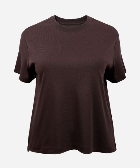 camiseta feminina de algodão peruano interlock plus size marrom GG4 camiseta feminina de algodão peruano interlock plus size marrom GG4