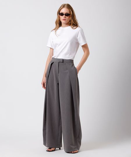 calça feminina de alfaiataria com pregas mindset cinza 34 calça feminina de alfaiataria com pregas mindset cinza 34