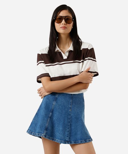 saia curta feminina jeans evasê com recortes azul 36 saia curta feminina jeans evasê com recortes azul 36