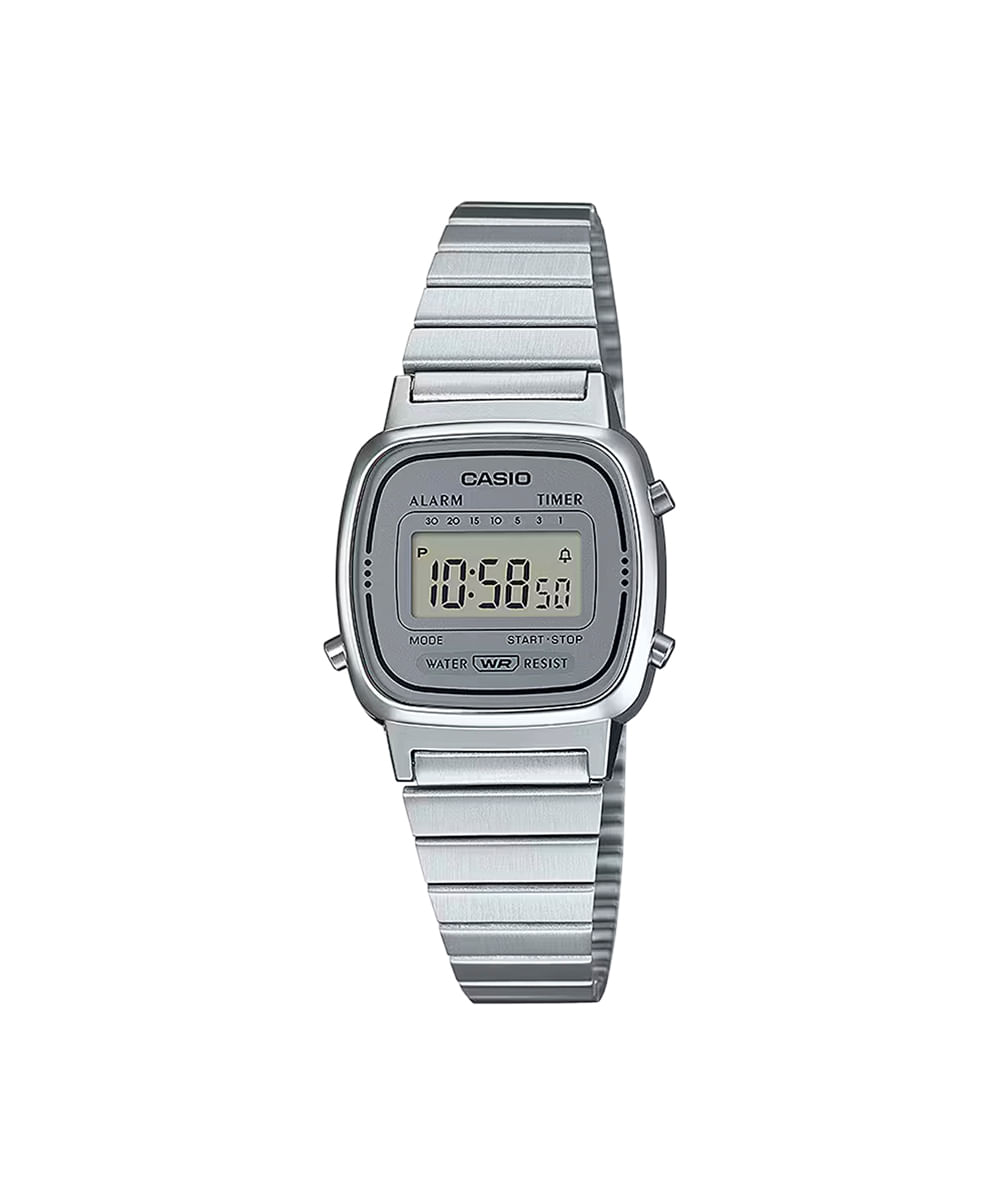 relógio feminino casio digital la670wa 7df prateado