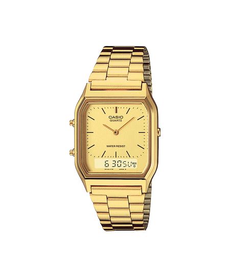 relógio feminino casio analógico digital aq 230ga 9dmq dourado UNICO