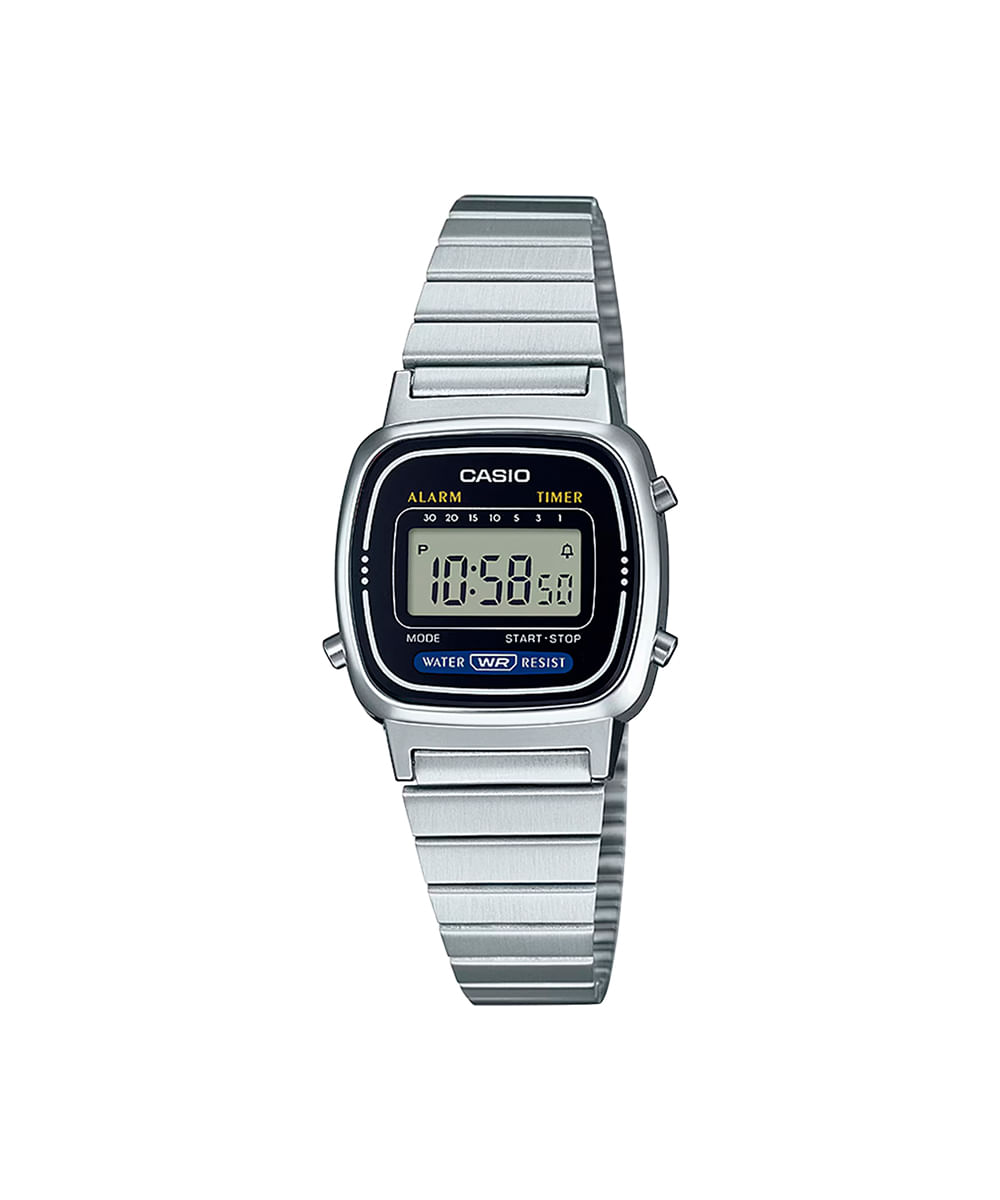 relógio feminino casio digital la670wa 1df prateado relógio feminino casio digital la670wa 1df prateado