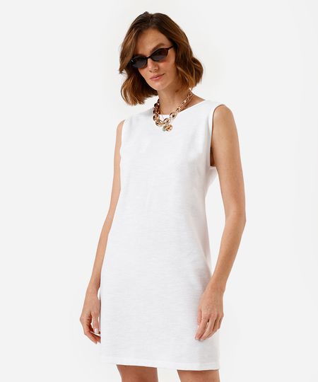 vestido curto feminino decote redondo off white P