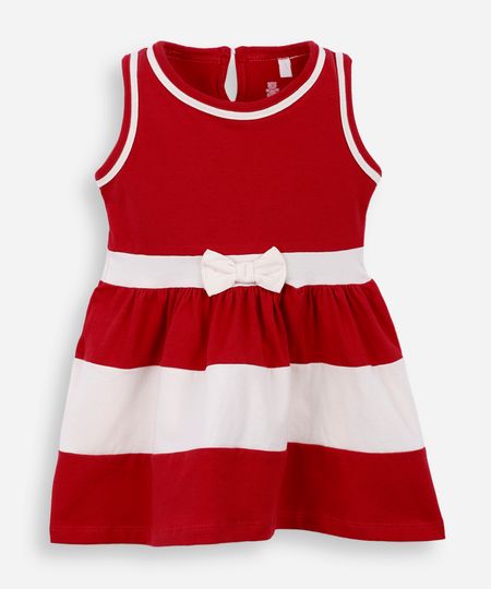 vestido infantil de algodão com recortes e laço vermelho 0-3 vestido infantil de algodão com recortes e laço vermelho 0-3